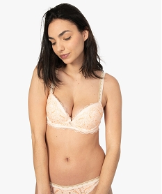 GEMO Soutien-gorge femme push-up dentelle et paillettes Rose