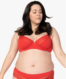 GEMO Soutien-gorge à armatures en microfibre et dentelle Rouge