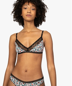 GEMO Soutien-gorge triangle imprimé léopard et dentelle Imprimé