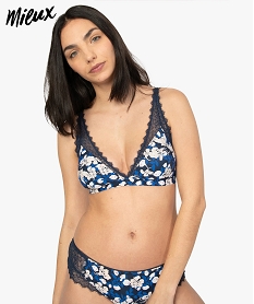 GEMO Soutien-gorge triangle à motifs fleur et dentelle Imprimé