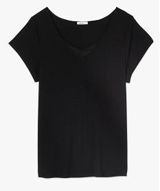 tee-shirt de nuit femme grande taille avec col v borde de dentelle noir hauts de pyjamaA656501_4