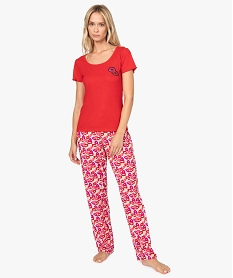 haut de pyjama femme a manches courtes et motif paillete rouge hauts de pyjamaA656601_3