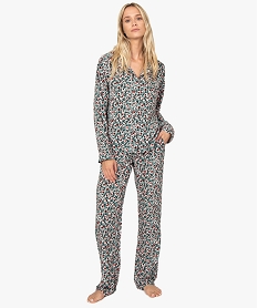 veste de pyjama femme boutonnee avec motifs imprime hauts de pyjamaA656801_3