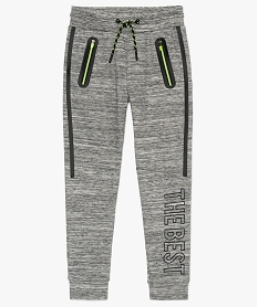 pantalon de jogging garcon avec poches et bandes contrastantes grisA659301_1