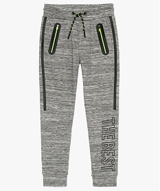 GEMO Pantalon de jogging garçon avec poches et bandes contrastantes Gris