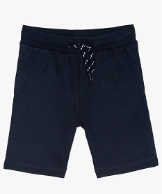 GEMO Short garçon avec taille en bord-côte contenant du coton bio Bleu