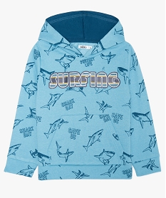 GEMO Sweat garçon à capuche avec motifs requins Bleu