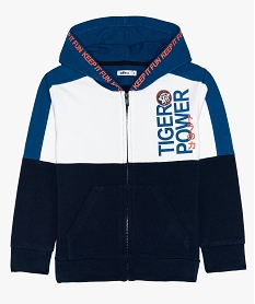 GEMO Sweat garçon tricolore à capuche et fermeture zippée Multicolore
