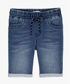 GEMO Short garçon en denim extensible à taille élastiquée Gris