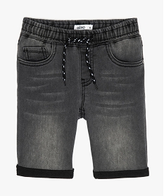 GEMO Short garçon en denim extensible à taille élastiquée Noir