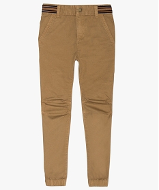 GEMO Pantalon garçon en toile à chevilles élastiquées marron standard