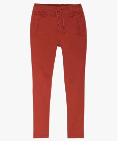 GEMO Pantalon garçon en toile à taille élastiquée avec coton bio Brun