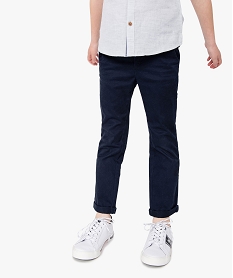 pantalon garcon chino en coton stretch a taille reglable bleu pantalonsA665301_1