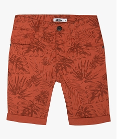 GEMO Bermuda garçon en coton twill avec motifs et revers cousus Rouge