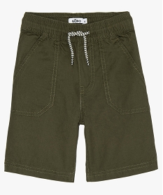 GEMO Short garçon en toile avec poches surpiquées Vert