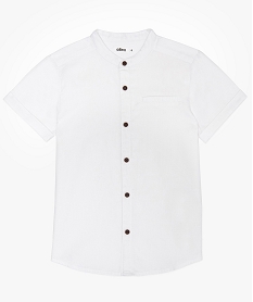 chemise garcon en coton avec manches courtes et col rond blancA668801_1