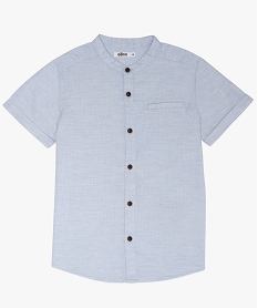 GEMO Chemise garçon en coton avec manches courtes et col rond Bleu