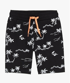GEMO Bermuda garçon avec motifs palmier et taille en bord-côte noir vif