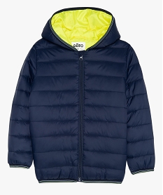 blouson garcon matelasse avec capuche a doublure contrastante bleu blousons et vestesA670501_1