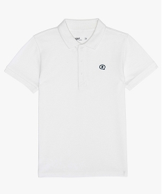 GEMO Polo garçon en maille piquée 100% coton bio Blanc