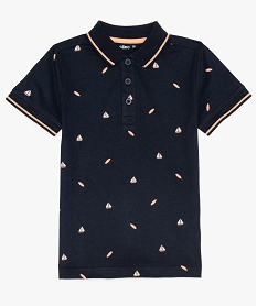 polo garcon en jersey a petits motifs bleuA671801_1