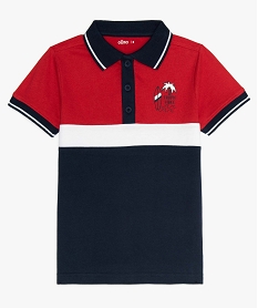 polo garcon tricolore avec finitions bord-cote rouge polosA672101_1