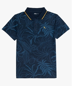 polo garcon a motifs avec lisere colore sur le col bleuA672201_1