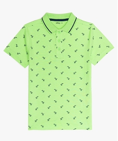 GEMO Polo garçon à motifs avec liseré coloré sur le col Vert