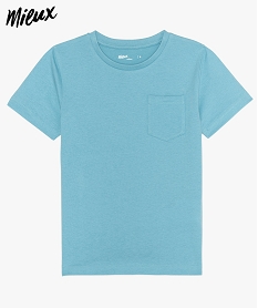 tee-shirt garcon uni a manches courtes en coton bio bleuA673701_1