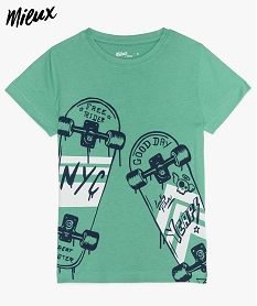 GEMO Tee-shirt garçon en coton bio avec motif coloré Vert