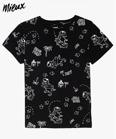 tee-shirt garcon en coton bio avec motif colore noirA675801_1
