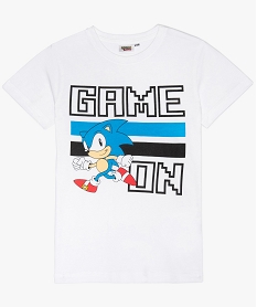 GEMO Tee-shirt garçon avec large motif Sonic sur lavant Blanc