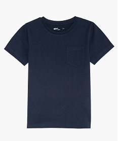 GEMO Tee-shirt garçon uni à manches courtes en coton bio Bleu