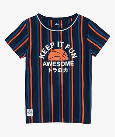 GEMO Tee-shirt garçon rayé style sport Imprimé
