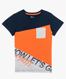 GEMO Tee-shirt garçon multicolore avec poche poitrine Orange