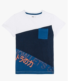 GEMO Tee-shirt garçon multicolore avec poche poitrine Bleu