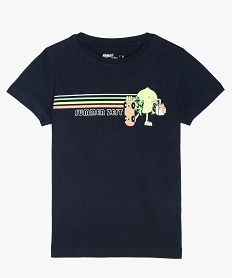 GEMO Tee-shirt garçon imprimé contenant du coton bio noir chine