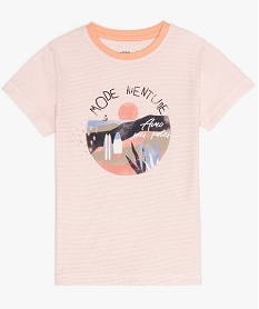 GEMO Tee-shirt garçon rayé avec motif sur lavant Orange