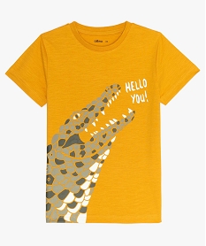 GEMO Tee-shirt garçon avec motif animalier contenant du coton bio Jaune