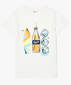 GEMO Tee-shirt garçon avec motif effet plastifié sur lavant Blanc