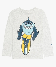 GEMO Tee-shirt garçon avec motifs requin devant et sur les manches Beige