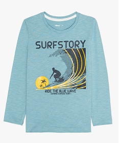 GEMO Tee-shirt garçon avec motif surf et manches longues Bleu
