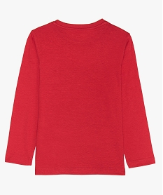 tee-shirt garcon en coton bio avec motif et manches longues rougeA679601_2