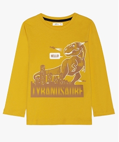 GEMO Tee-shirt garçon à manches longues et grand imprimé Jaune
