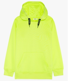 TEE-SHIRT MARRON SWEAT VERT FLUO