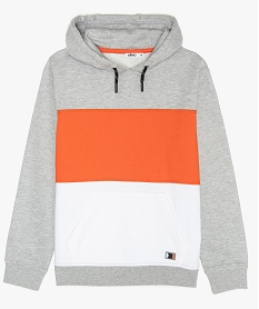 GEMO Sweat garçon tricolore à capuche Gris