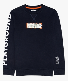 GEMO Sweat garçon imprimé en molleton doux noir chine
