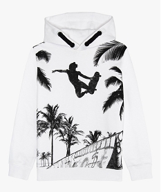 sweat garcon a capuche motif skateur blancA682201_1