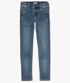 jean slim garcon avec bandes bicolores sur les cotes bleu jeansA683101_1
