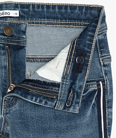 jean slim garcon avec bandes bicolores sur les cotes bleu jeansA683101_2